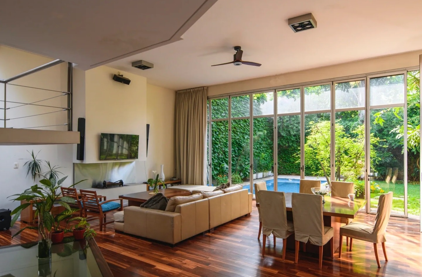 Comfortable home interior with warm lighting